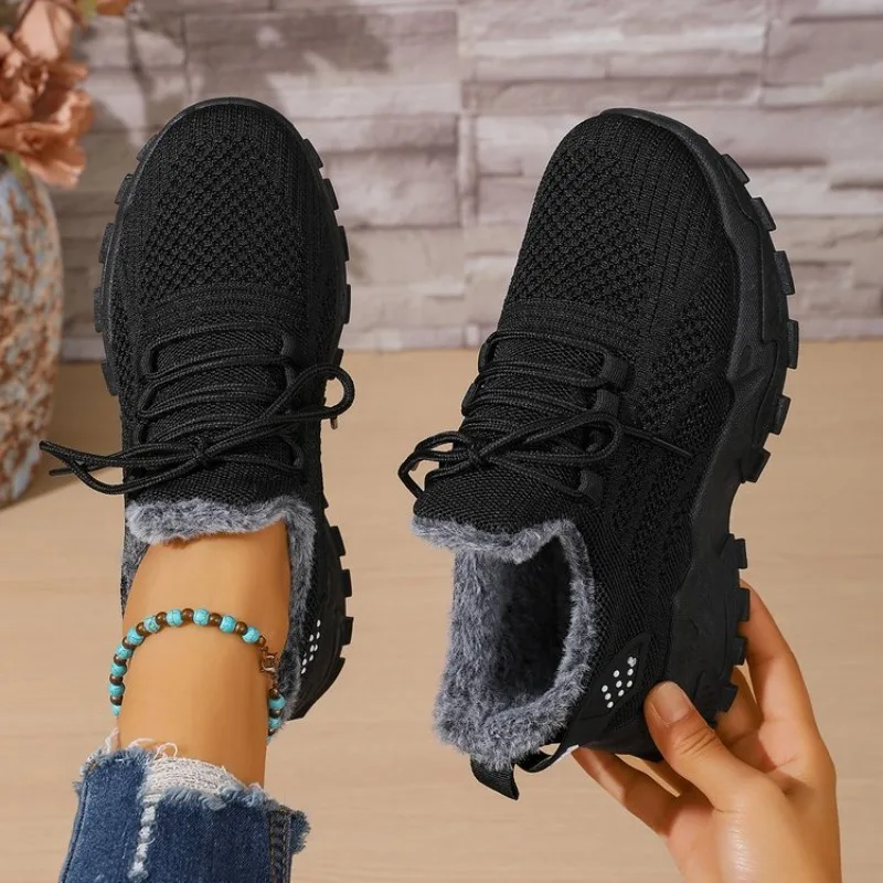 Dames winter thermische sneake - Knit Fabric Lace Up Sneakers recensie en prijs